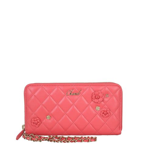 chanel pink camellia zip wallet 2010|chanel small wallet on chain.